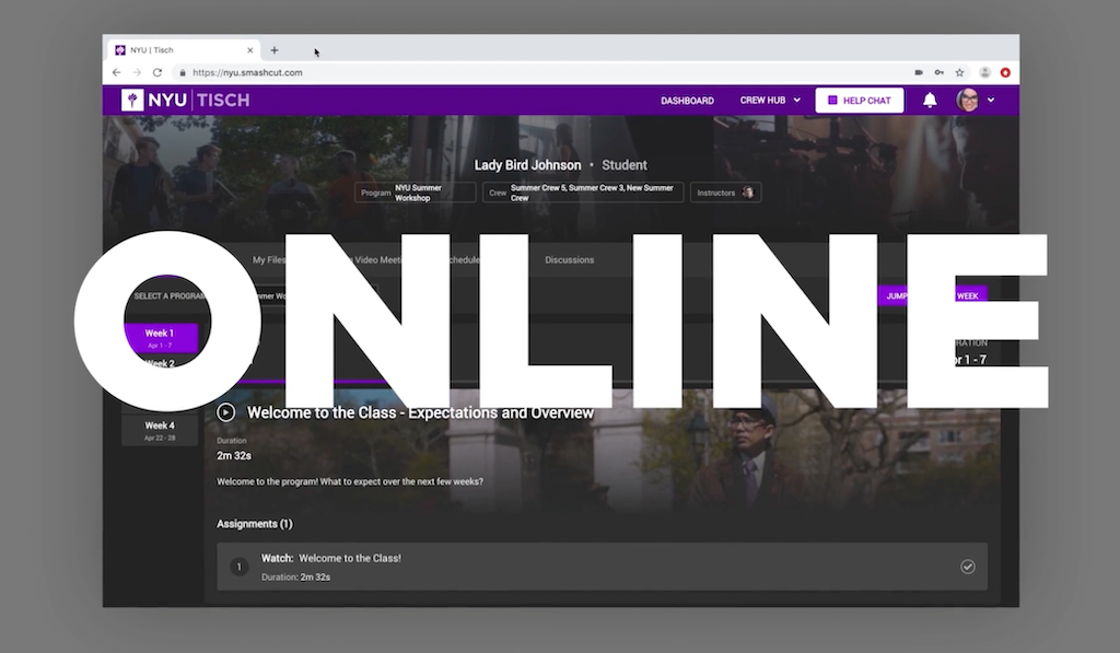 Image of the Smashcut platform with the word 'ONLINE' overlaid in white text